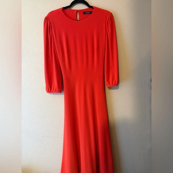 LAUREN RALP LAUREN BELTED JERSEY DRESS 10 - Picture 2 of 4